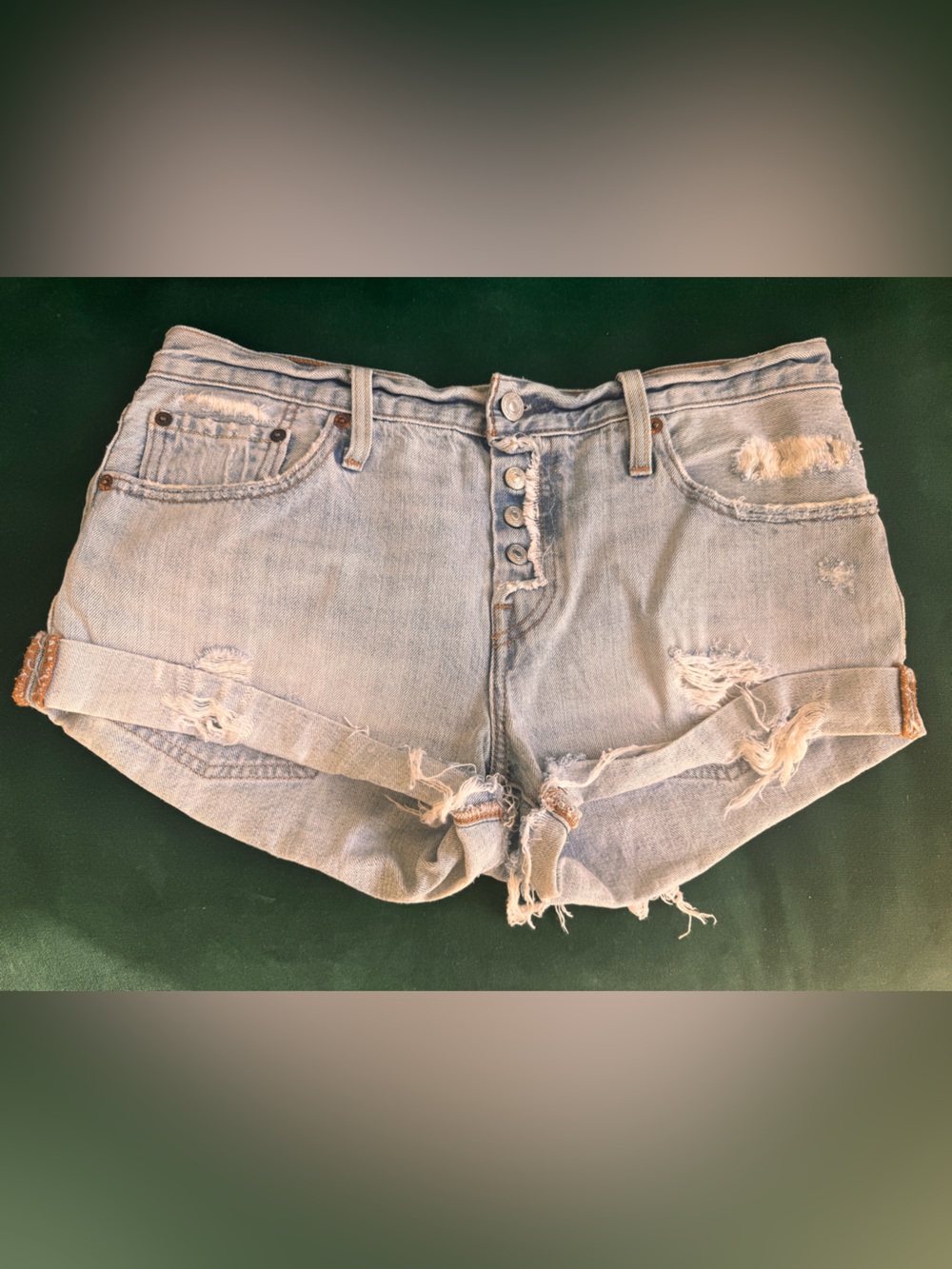 Levi's Light Blue Distressed Denim Cutoff Shorts